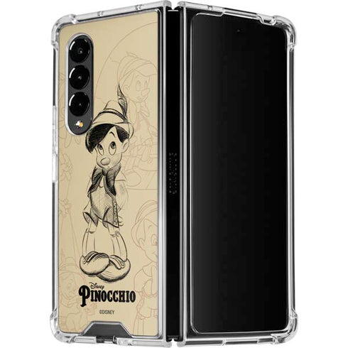 Disney Pinocchio Sketches Portrait Galaxy Z Fold4 5G Clear Case