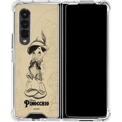 Disney Pinocchio Sketches Portrait Galaxy Z Fold4 5G Clear Case