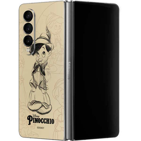 Disney Pinocchio Sketches Portrait Galaxy Z Fold4 5G Skin