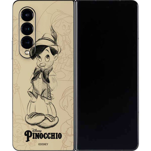 Disney Pinocchio Sketches Portrait Galaxy Z Fold4 5G Skin