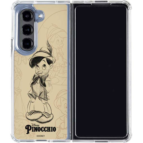 Disney Pinocchio Sketches Portrait Galaxy Z Fold5 5G Clear Case