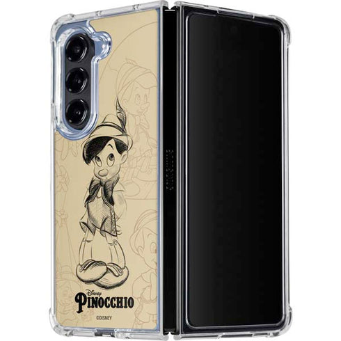Disney Pinocchio Sketches Portrait Galaxy Z Fold5 5G Clear Case