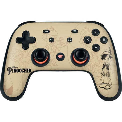 Disney Pinocchio Sketches Portrait Google Stadia Controller Skin