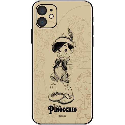 Disney Pinocchio Sketches Portrait iPhone 11 Skin
