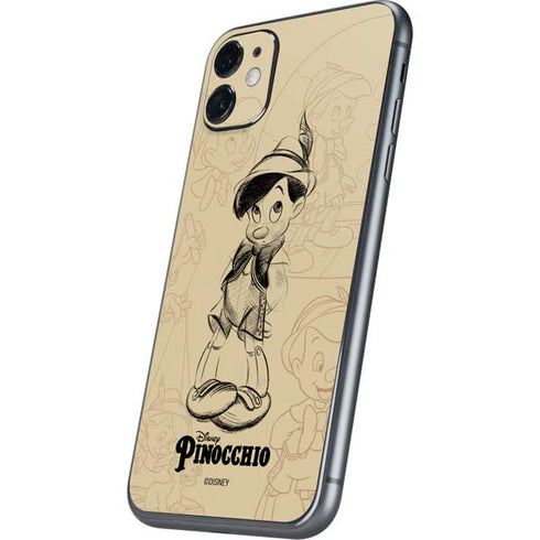 Disney Pinocchio Sketches Portrait iPhone 11 Skin