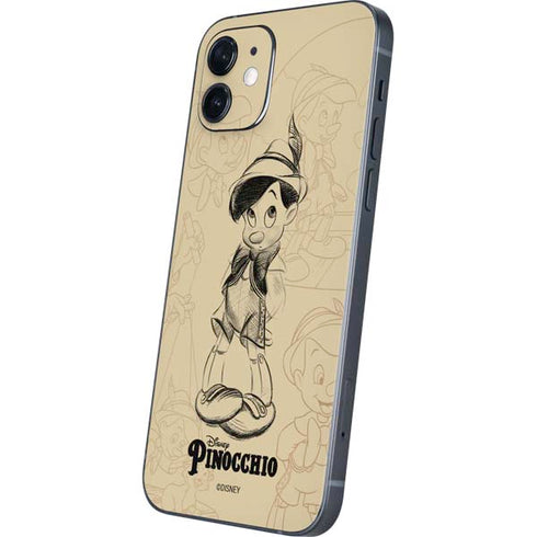 Disney Pinocchio Sketches Portrait iPhone 12 Mini Skin