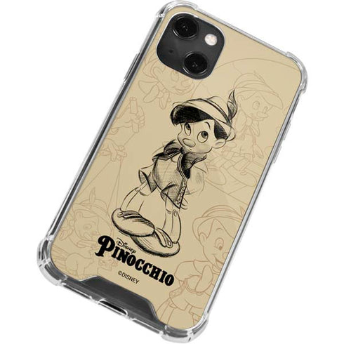 Disney Pinocchio Sketches Portrait iPhone 14 Plus Clear Case