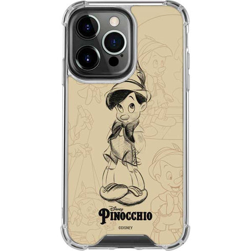 Disney Pinocchio Sketches Portrait iPhone 14 Pro Clear Case
