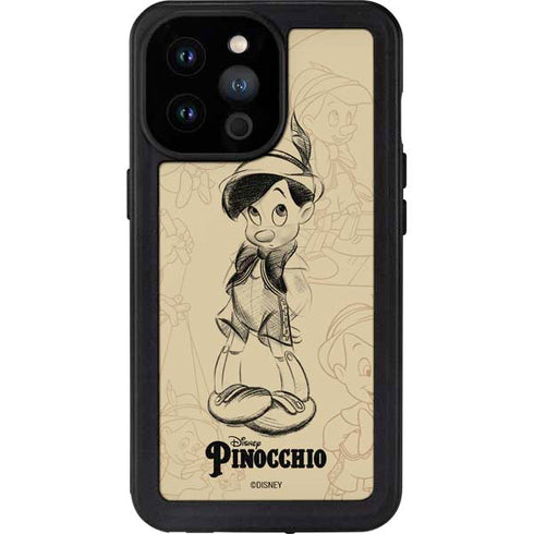 Disney Pinocchio Sketches Portrait iPhone 14 Pro Max Waterproof Case