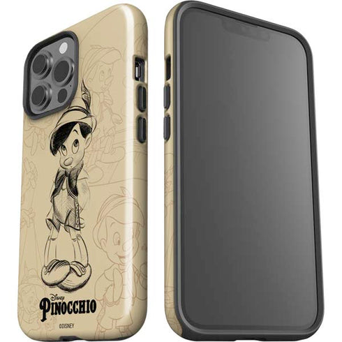 Disney Pinocchio Sketches Portrait iPhone 15 Pro Max Impact Case