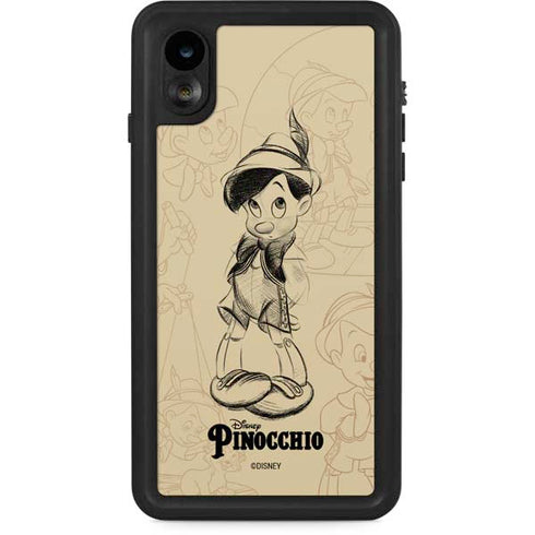 Disney Pinocchio Sketches Portrait iPhone XR Waterproof Case