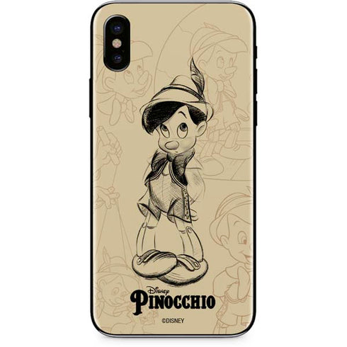 Disney Pinocchio Sketches Portrait iPhone XS Skin