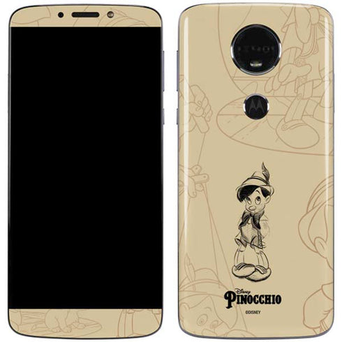 Disney Pinocchio Sketches Portrait Moto E5 Plus Skin