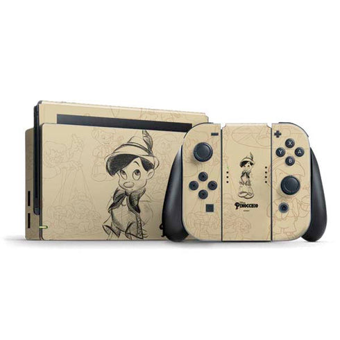 Disney Pinocchio Sketches Portrait Nintendo Switch Bundle Skin