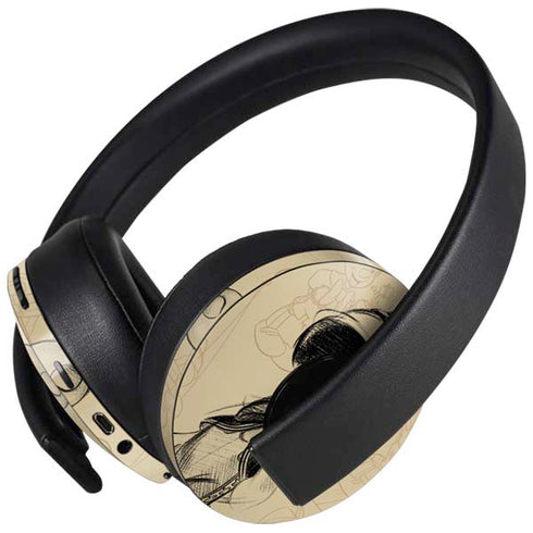 Disney Pinocchio Sketches Portrait PlayStation 4 Gold Wireless Headset Skin
