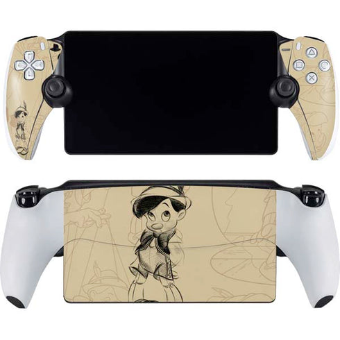 Disney Pinocchio Sketches Portrait PlayStation Portal Remote Player Skin