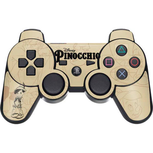 Disney Pinocchio Sketches Portrait PS3 Dual Shock wireless controller Skin