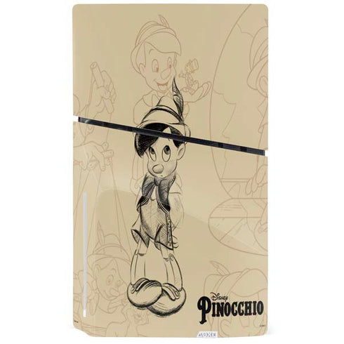 Disney Pinocchio Sketches Portrait PS5 Slim Disk Console Skin