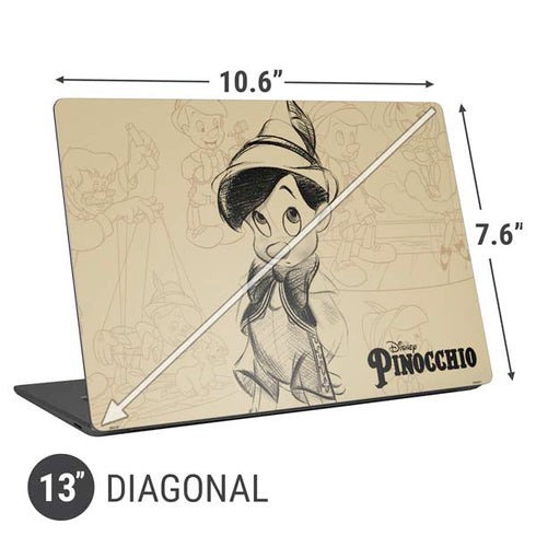 Disney Pinocchio Sketches Portrait Universal Laptop 13in (10.6 x 7.6in) Skin