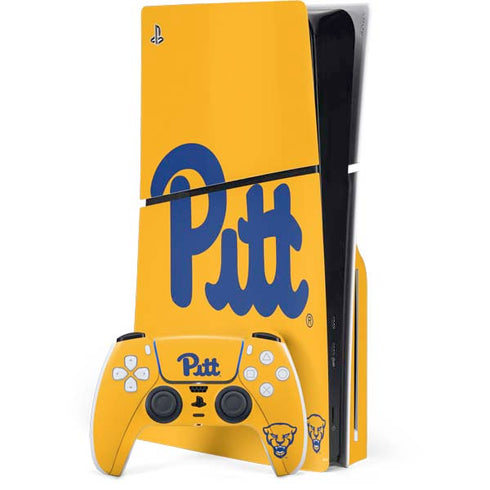 University of Pittsburgh Pitt Panthers Yellow PS5 Slim Disk Bundle Skin