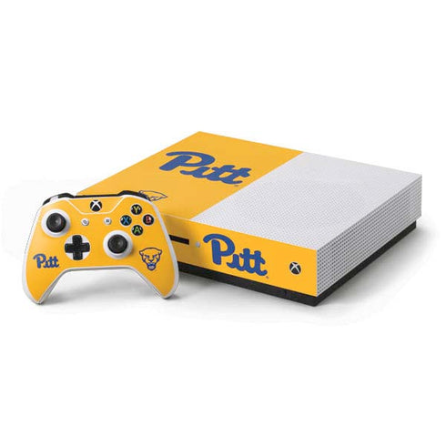 University of Pittsburgh Pitt Panthers Yellow Xbox One S Console and Controller Bundle Skin