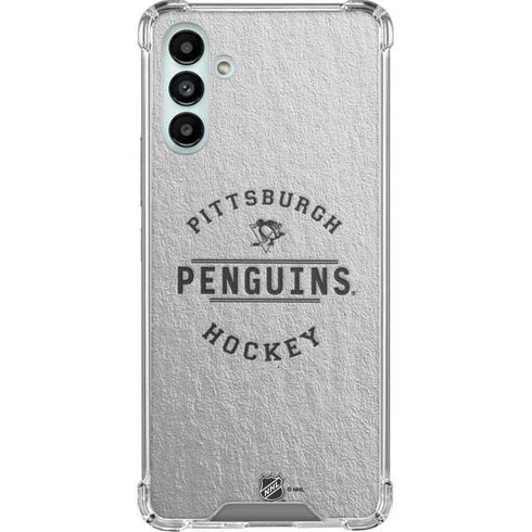 NHL Pittsburgh Penguins Black Text Galaxy A13 5G Clear Case