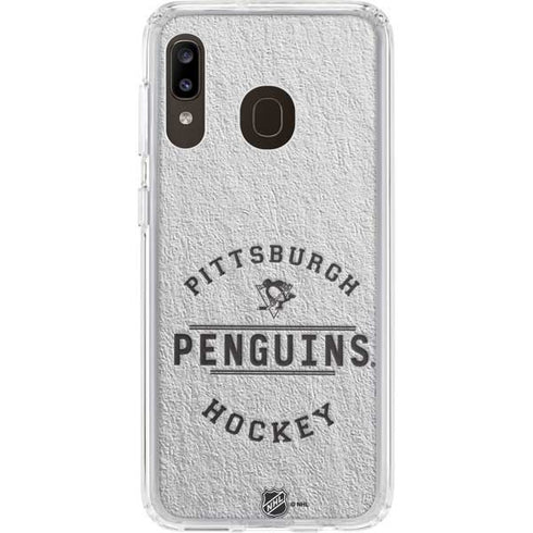 NHL Pittsburgh Penguins Black Text Galaxy A20 Clear Case