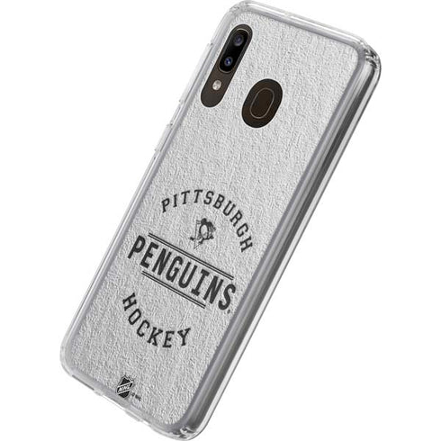 NHL Pittsburgh Penguins Black Text Galaxy A20 Clear Case
