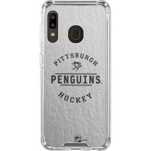 NHL Pittsburgh Penguins Black Text Galaxy A30 Clear Case