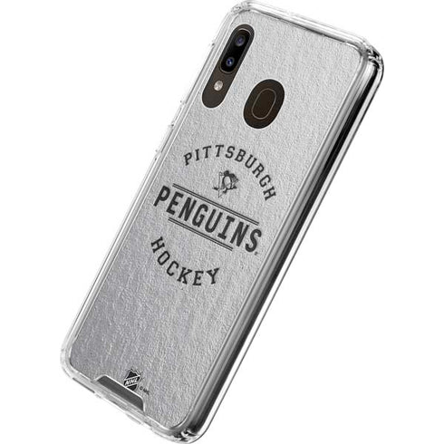 NHL Pittsburgh Penguins Black Text Galaxy A30 Clear Case