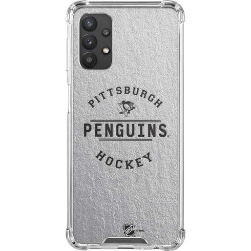 NHL Pittsburgh Penguins Black Text Galaxy A32 5G Clear Case