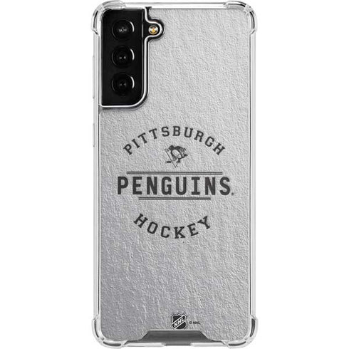 NHL Pittsburgh Penguins Black Text Galaxy S21 FE Clear Case
