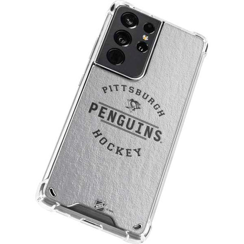 NHL Pittsburgh Penguins Black Text Galaxy S21 Ultra 5G Clear Case