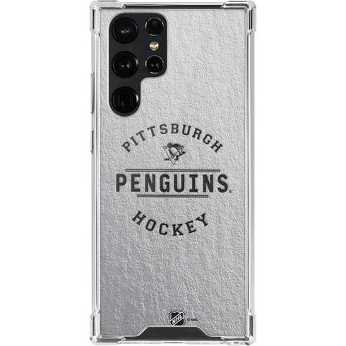 NHL Pittsburgh Penguins Black Text Galaxy S22 Ultra Clear Case
