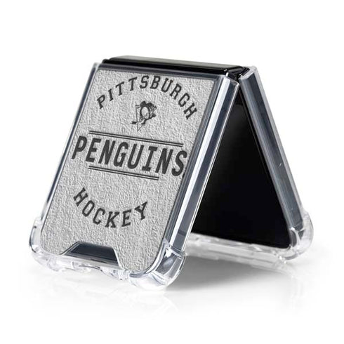 NHL Pittsburgh Penguins Black Text Galaxy Z Flip5 5G Clear Case
