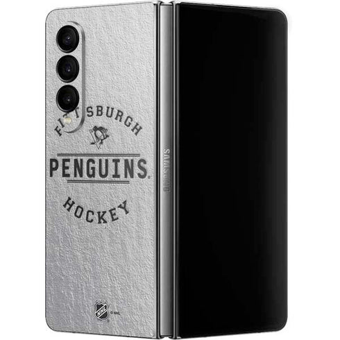 NHL Pittsburgh Penguins Black Text Galaxy Z Fold4 5G Skin