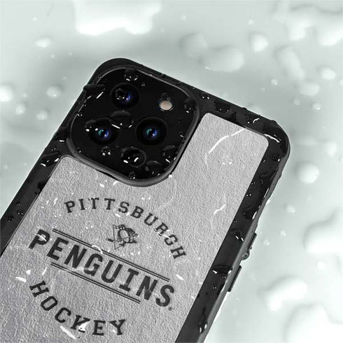 NHL Pittsburgh Penguins Black Text iPhone 14 Pro Max Waterproof Case