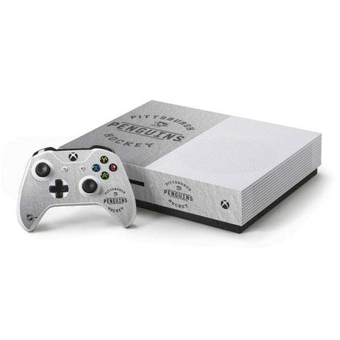 NHL Pittsburgh Penguins Black Text Xbox One S Console and Controller Bundle Skin