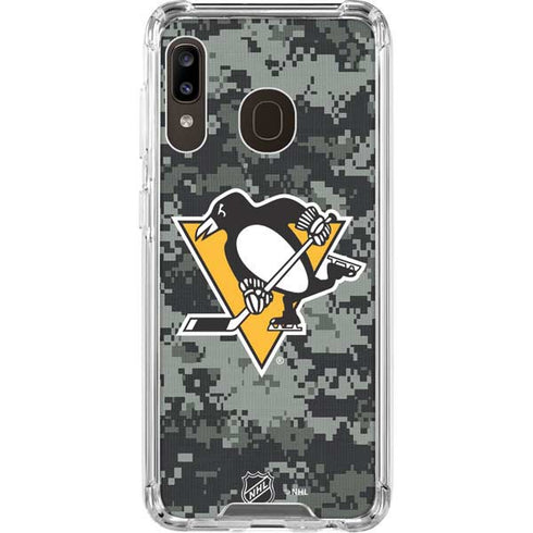 NHL Pittsburgh Penguins Camo Galaxy A30 Clear Case
