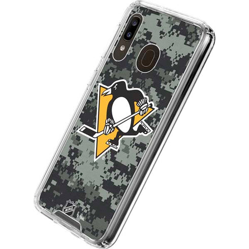 NHL Pittsburgh Penguins Camo Galaxy A30 Clear Case