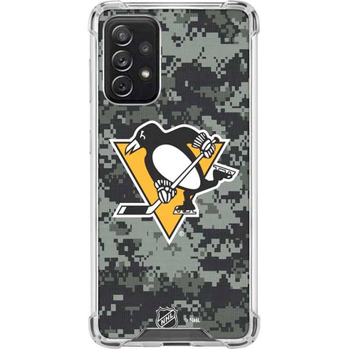 NHL Pittsburgh Penguins Camo Galaxy A72 5G Clear Case