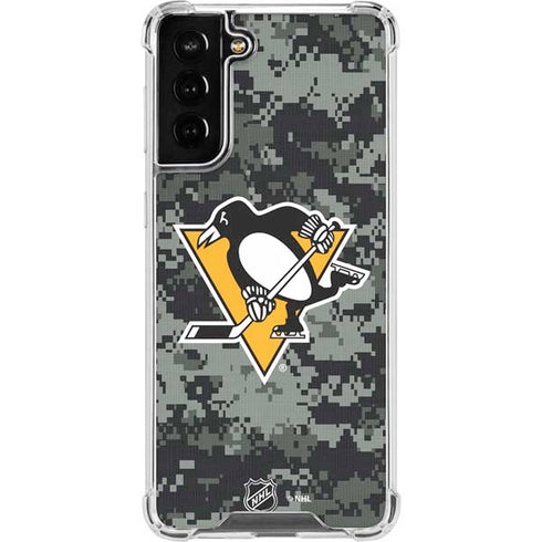 NHL Pittsburgh Penguins Camo Galaxy S21 FE Clear Case
