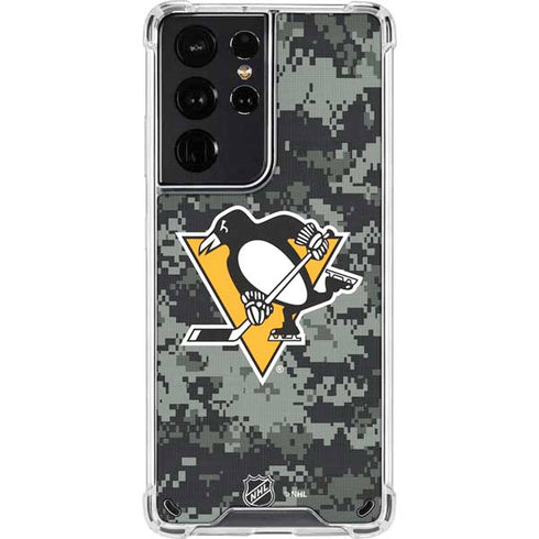 NHL Pittsburgh Penguins Camo Galaxy S21 Ultra 5G Clear Case