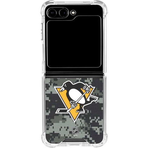 NHL Pittsburgh Penguins Camo Galaxy Z Flip5 5G Clear Case