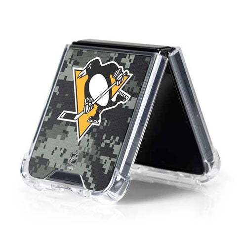NHL Pittsburgh Penguins Camo Galaxy Z Flip5 5G Clear Case