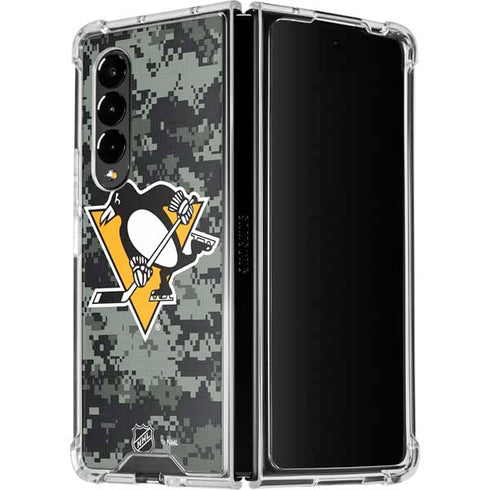 NHL Pittsburgh Penguins Camo Galaxy Z Fold4 5G Clear Case