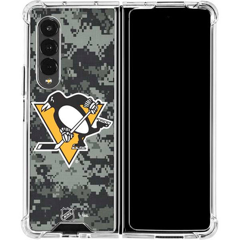 NHL Pittsburgh Penguins Camo Galaxy Z Fold4 5G Clear Case