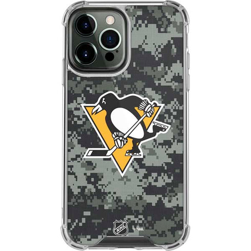 NHL Pittsburgh Penguins Camo iPhone 14 Pro Max Clear Case