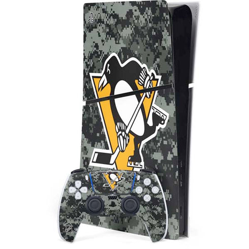 NHL Pittsburgh Penguins Camo PS5 Slim Digital Edition Bundle Skin