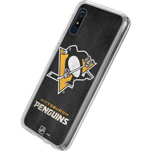 NHL Pittsburgh Penguins Distressed Galaxy A10e Clear Case
